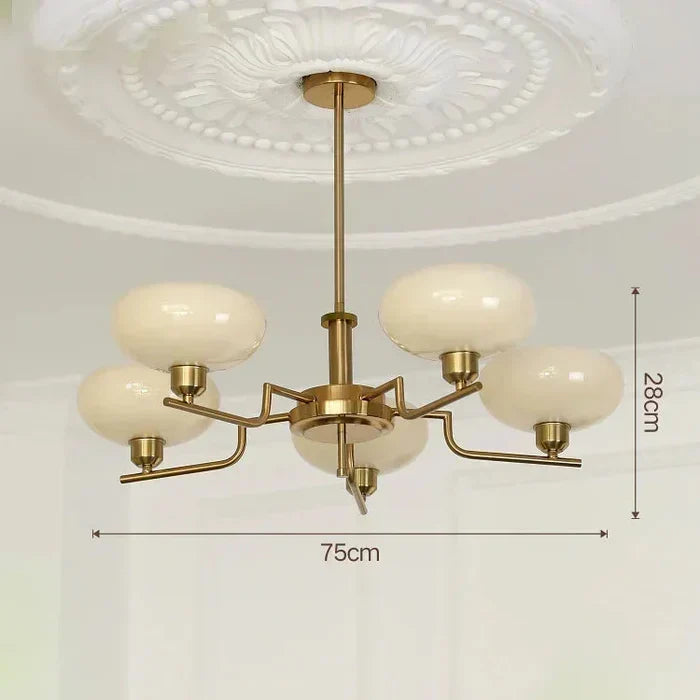 Modern Chandelier with Opal Glass Shades – Elegant Ceiling Light