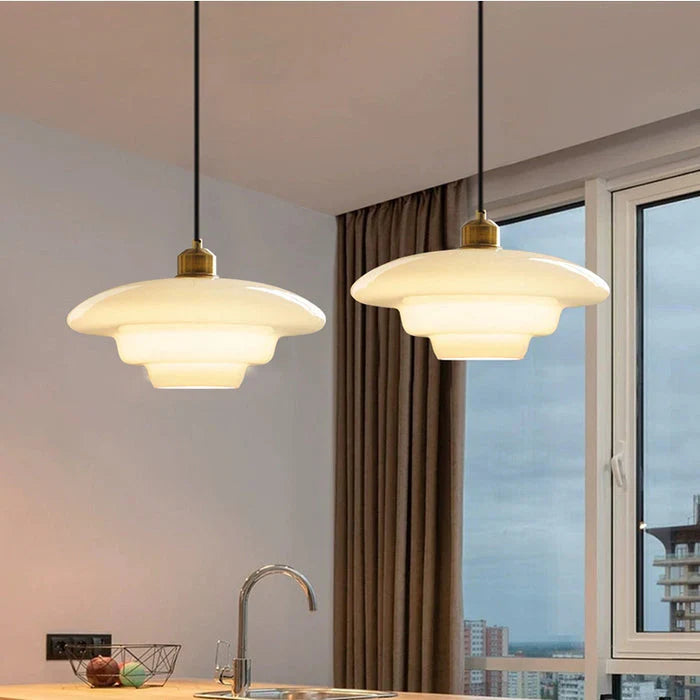 Pendant Ceiling Lamp with Opal White Glass