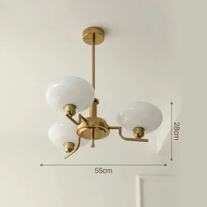 Modern Chandelier with Opal Glass Shades – Elegant Ceiling Light