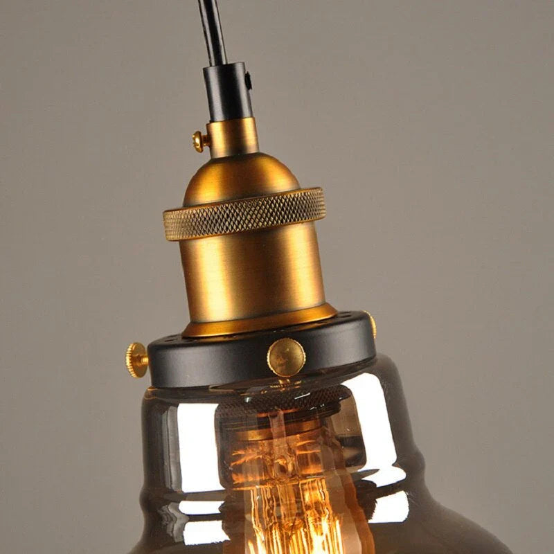 Industrial Glass Pendant Light – Smoked Glass Shade