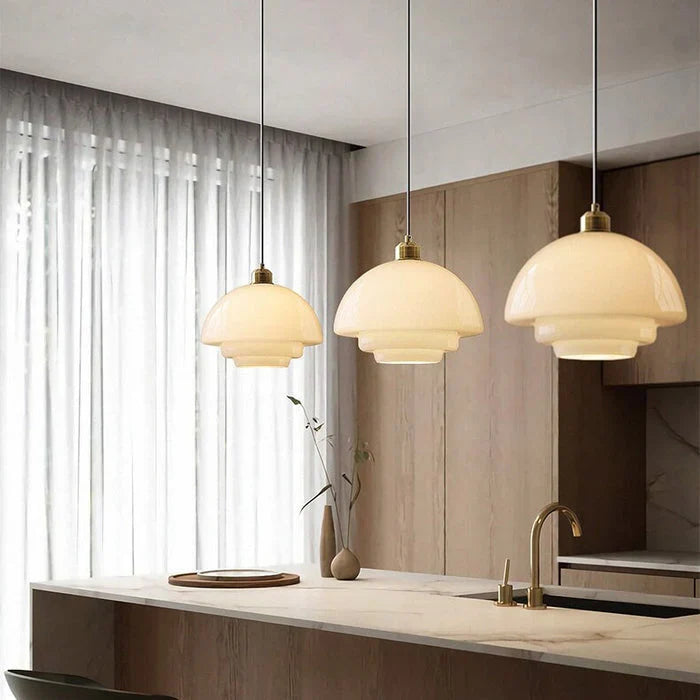 Pendant Ceiling Lamp with Opal White Glass