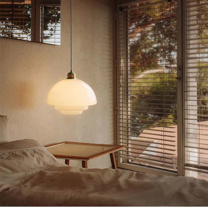 Pendant Ceiling Lamp with Opal White Glass