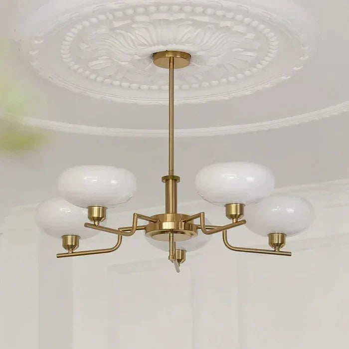 Modern Chandelier with Opal Glass Shades – Elegant Ceiling Light
