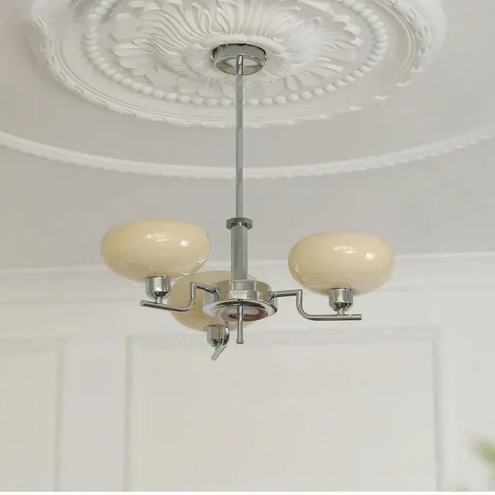 Modern Chandelier with Opal Glass Shades – Elegant Ceiling Light