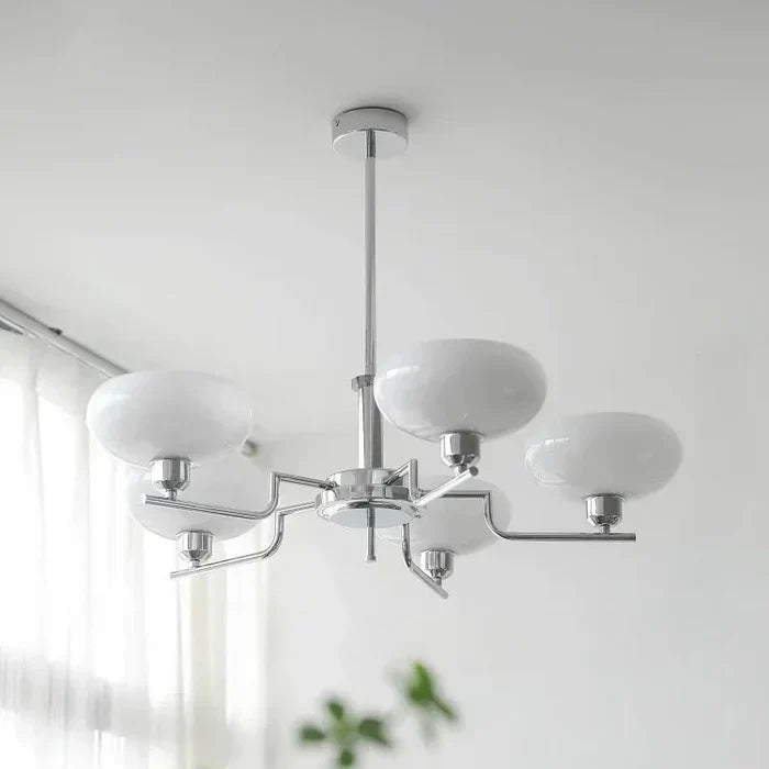 Modern Chandelier with Opal Glass Shades – Elegant Ceiling Light