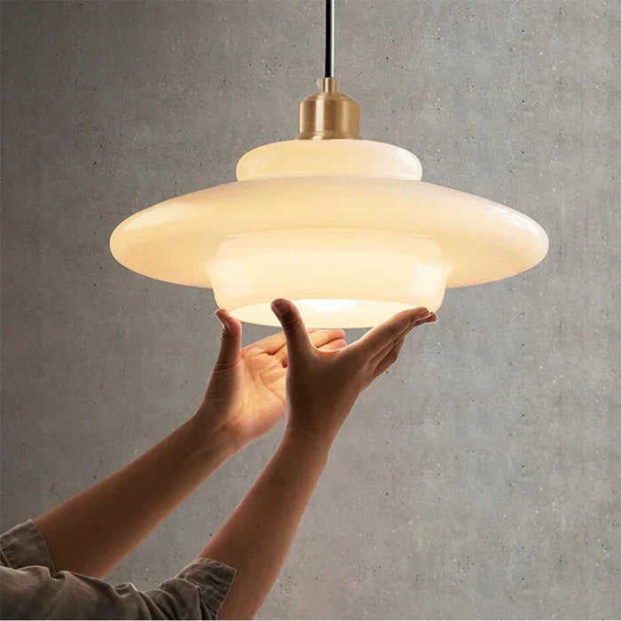 Pendant Ceiling Lamp with Opal White Glass