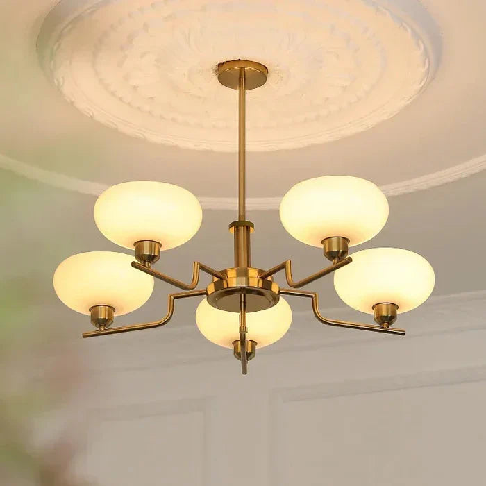 Modern Chandelier with Opal Glass Shades – Elegant Ceiling Light