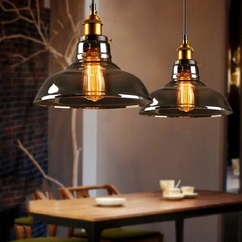 Industrial Glass Pendant Light – Smoked Glass Shade