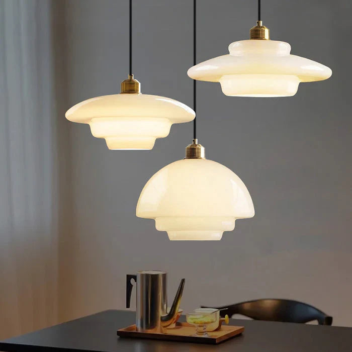 Pendant Ceiling Lamp with Opal White Glass