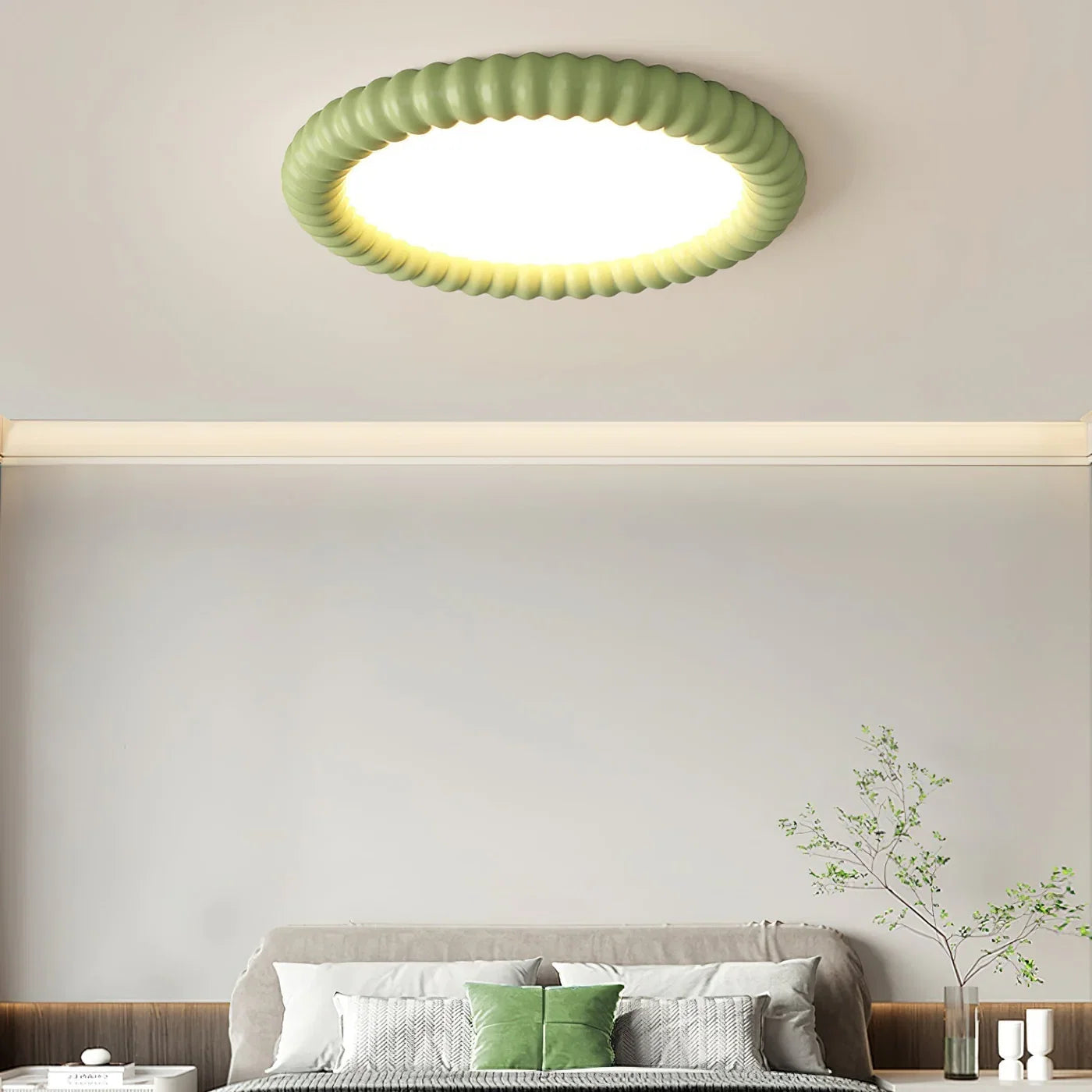Modern LED Ceiling Light with Decorative Wave Border