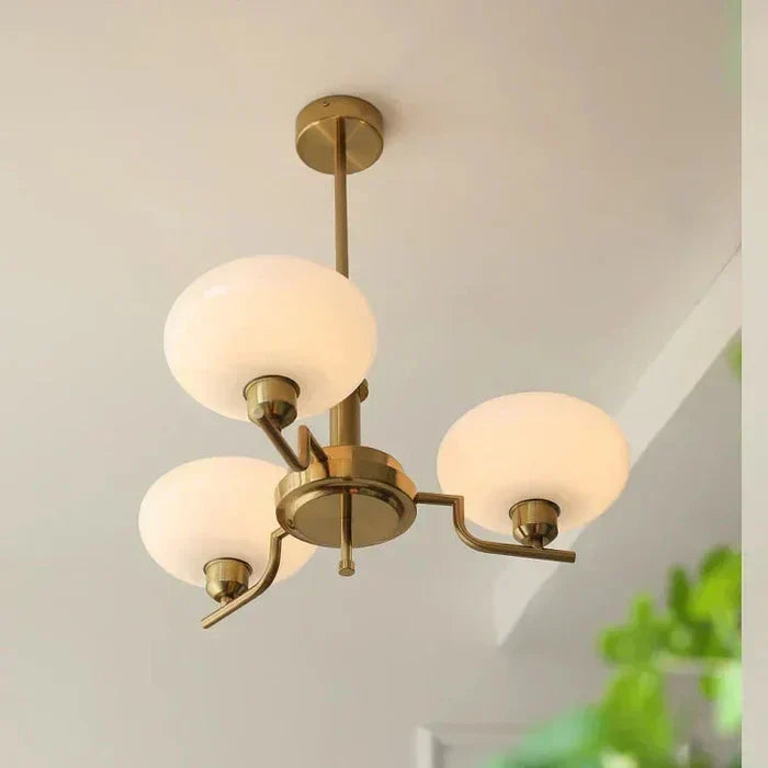 Modern Chandelier with Opal Glass Shades – Elegant Ceiling Light