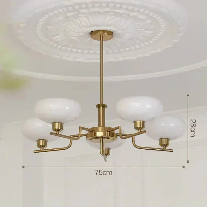 Modern Chandelier with Opal Glass Shades – Elegant Ceiling Light