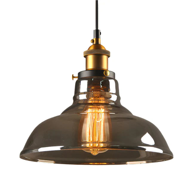 Industrial Glass Pendant Light – Smoked Glass Shade