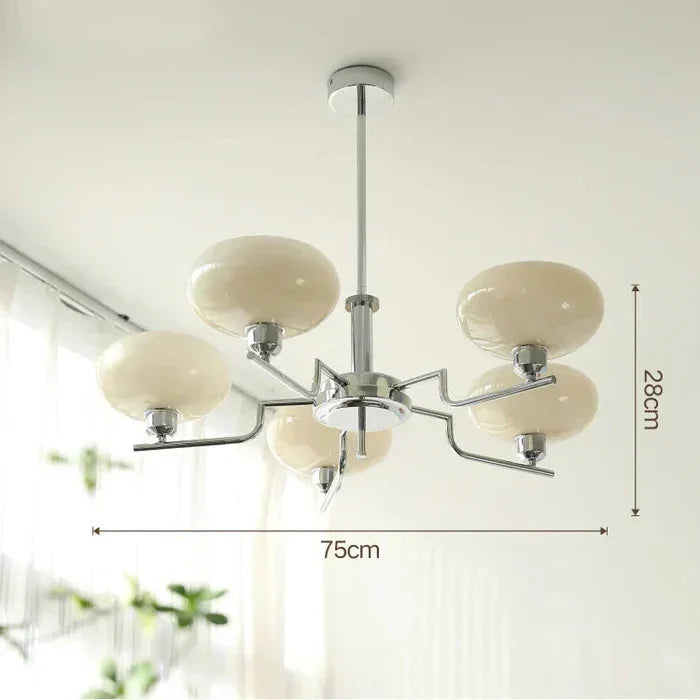Modern Chandelier with Opal Glass Shades – Elegant Ceiling Light