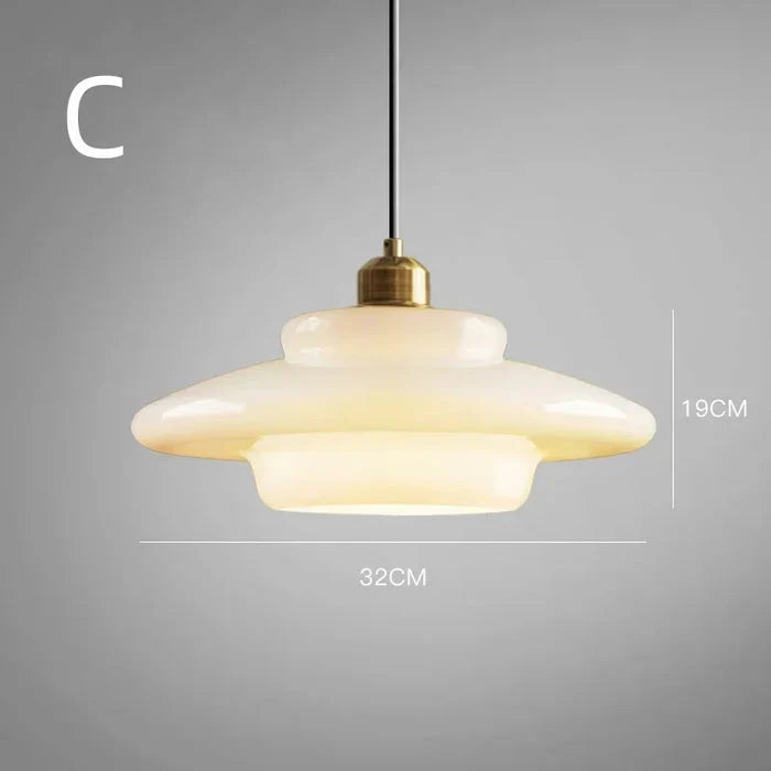 Pendant Ceiling Lamp with Opal White Glass