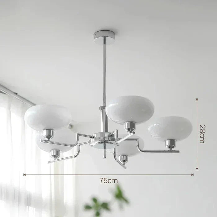 Modern Chandelier with Opal Glass Shades – Elegant Ceiling Light