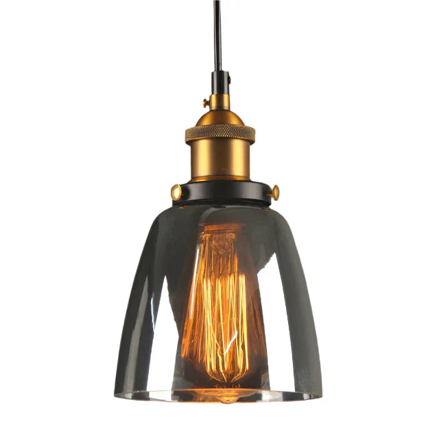 Industrial Glass Pendant Light – Smoked Glass Shade
