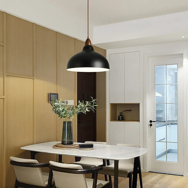 Modern Pendant Light with Wooden Accent – Minimalist Design