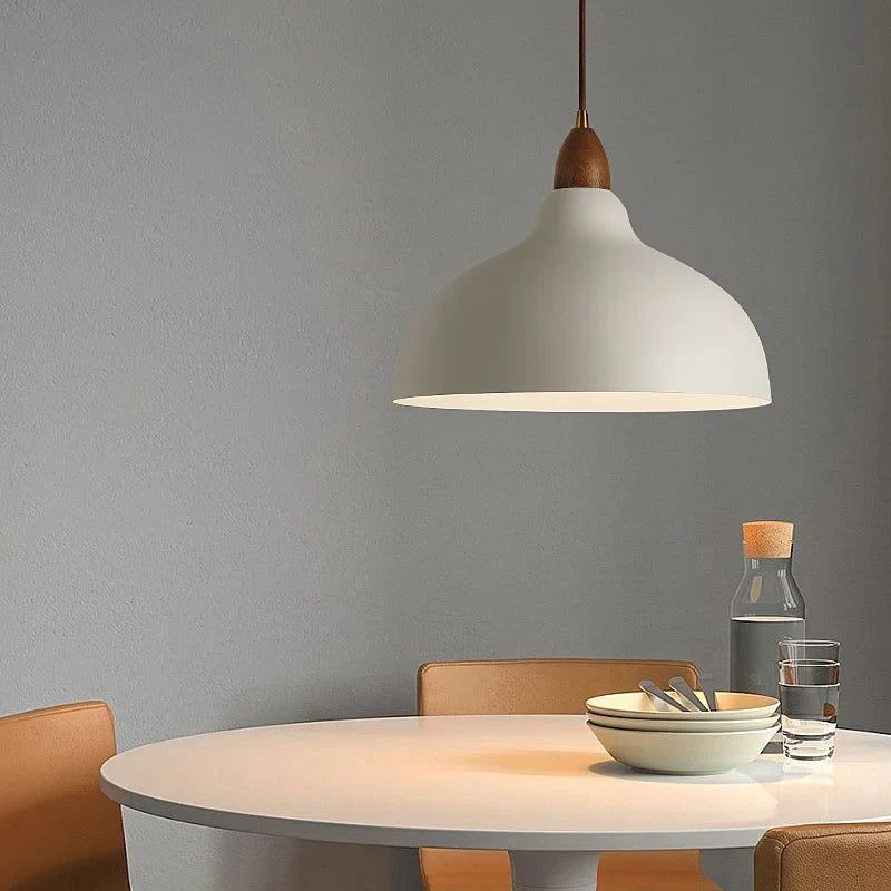 Modern Pendant Light with Wooden Accent – Minimalist Design