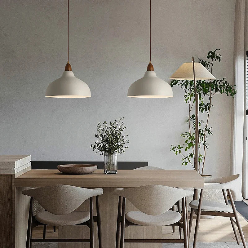 Modern Pendant Light with Wooden Accent – Minimalist Design