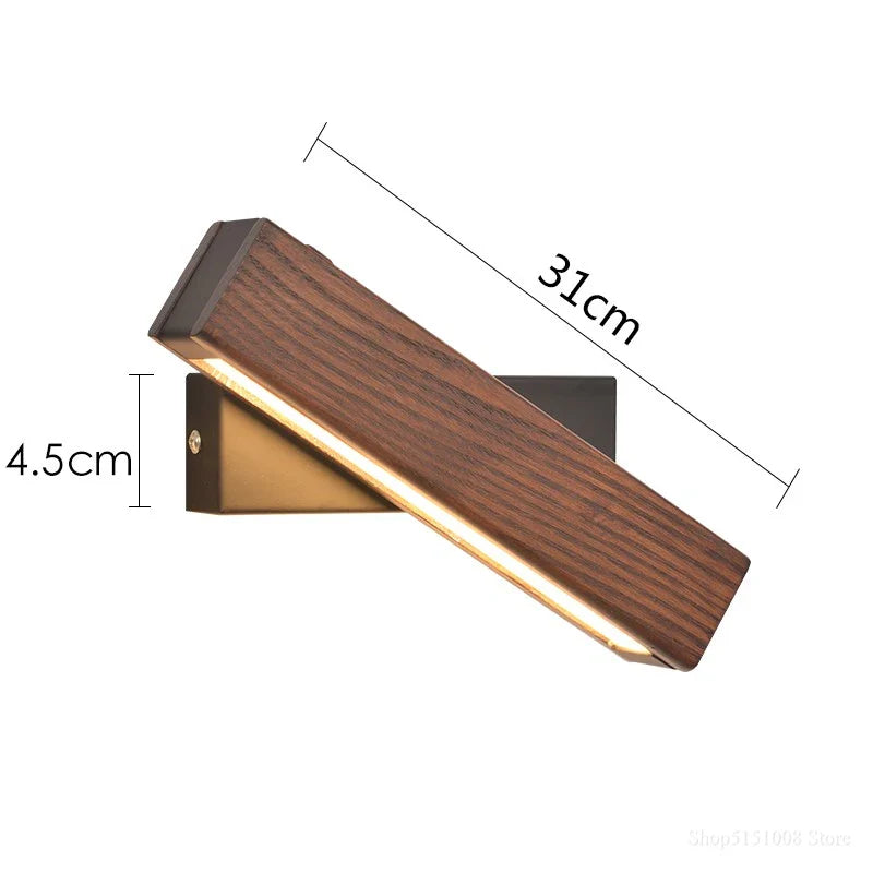 Adjustable Wooden LED Wall Light – Modern Reading Lamp
