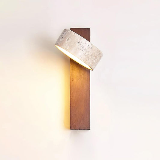 Travertine and Wood Wall Light - Arrielight