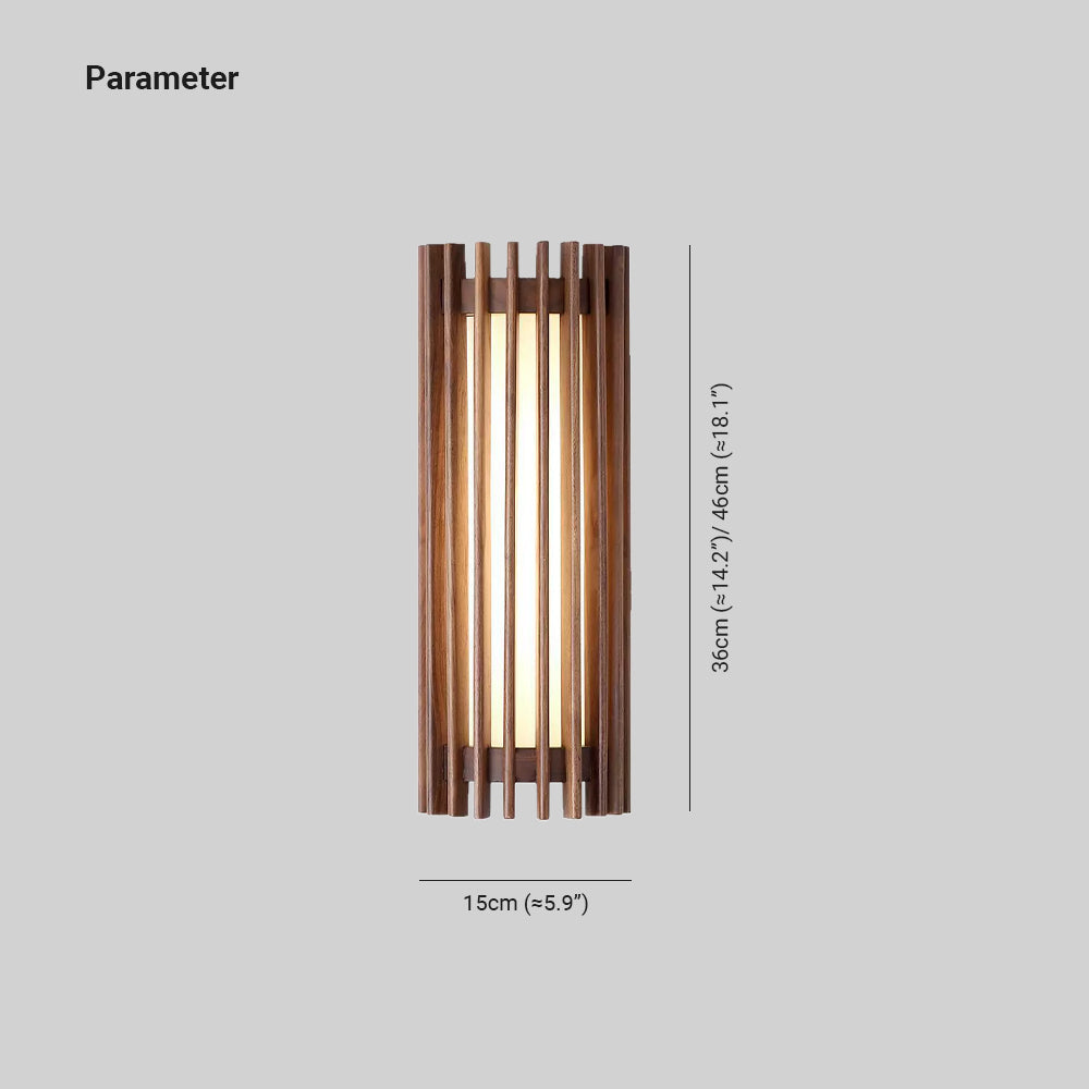 Walnut Slatted Wood Wall Light with Acrylic Diffuser - Arrielight