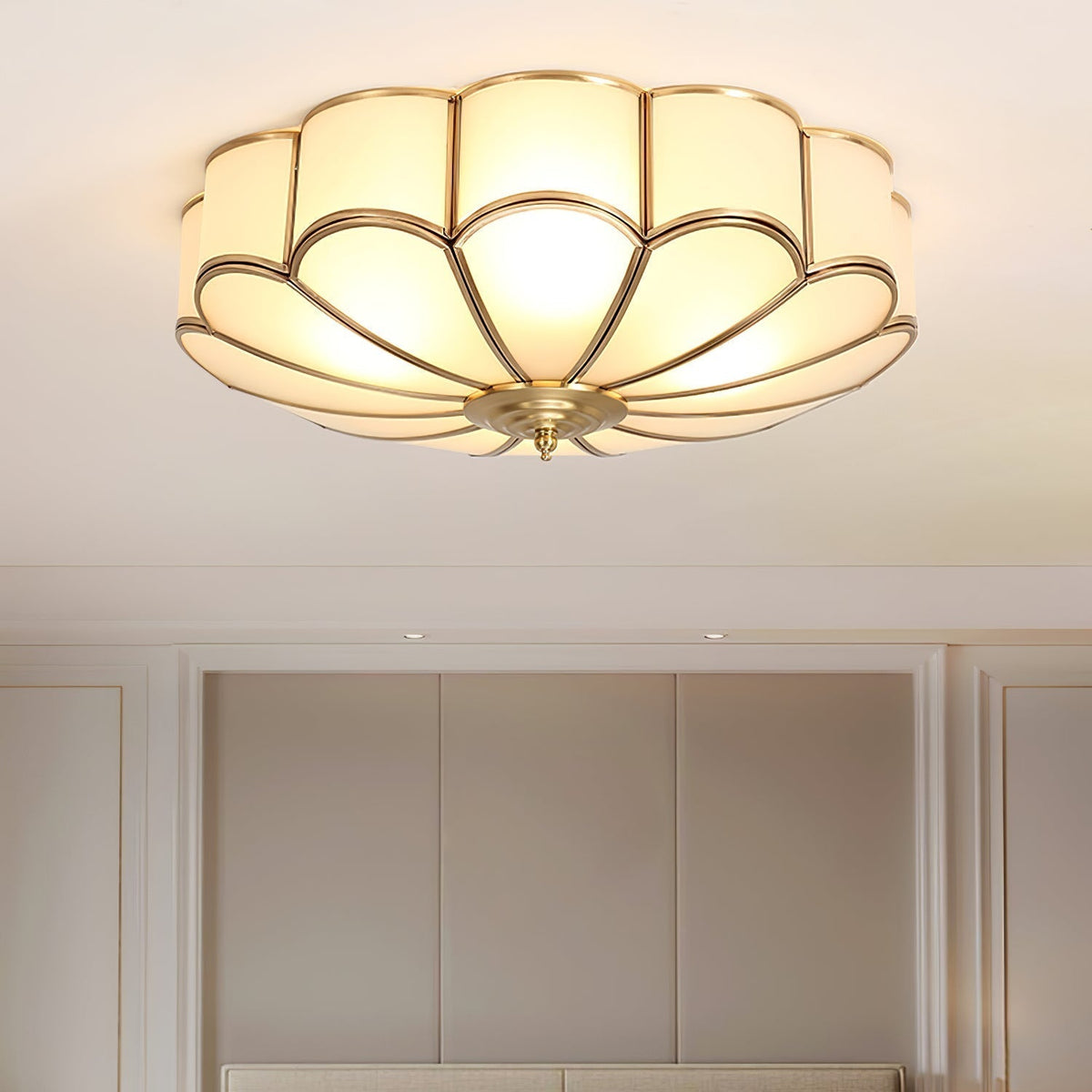 Petal Glass and Brass Flush Ceiling Light - Arrielight