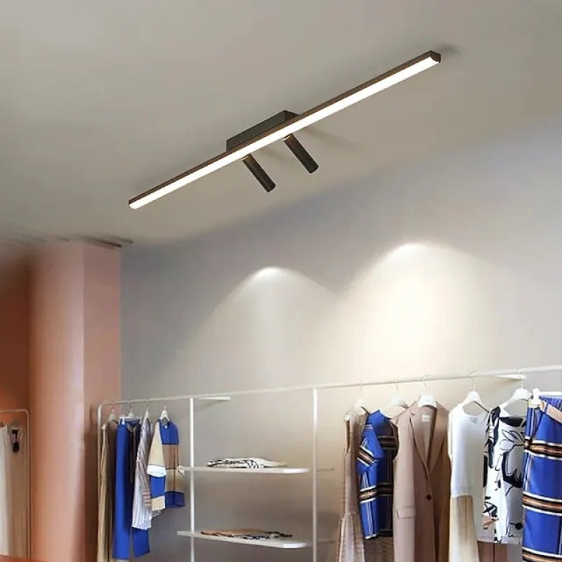 Linear LED Flush Ceiling Light with Twin Spotlights - Arrielight