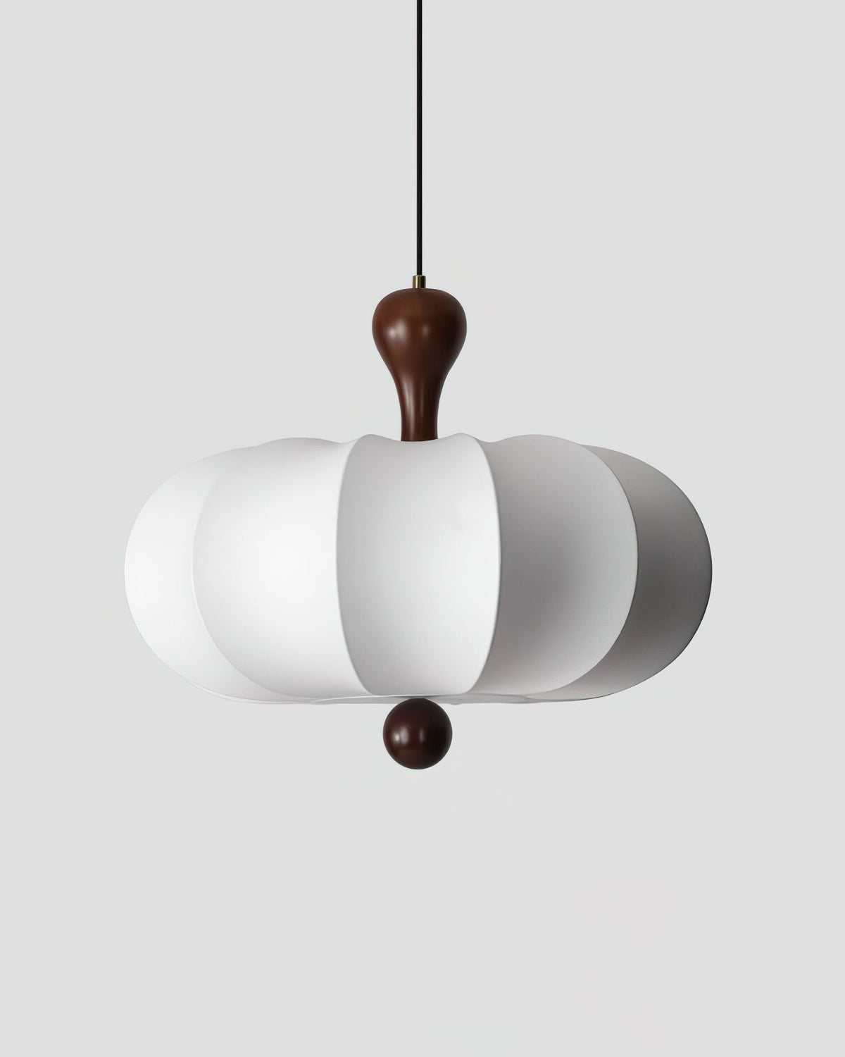 Segmented Silk Ceiling Pendant with Wood Stem - Arrielight