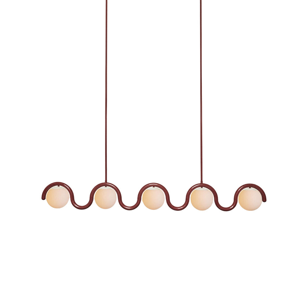 Curved Wave Linear Chandelier with Opal Glass Globes - Arrielight