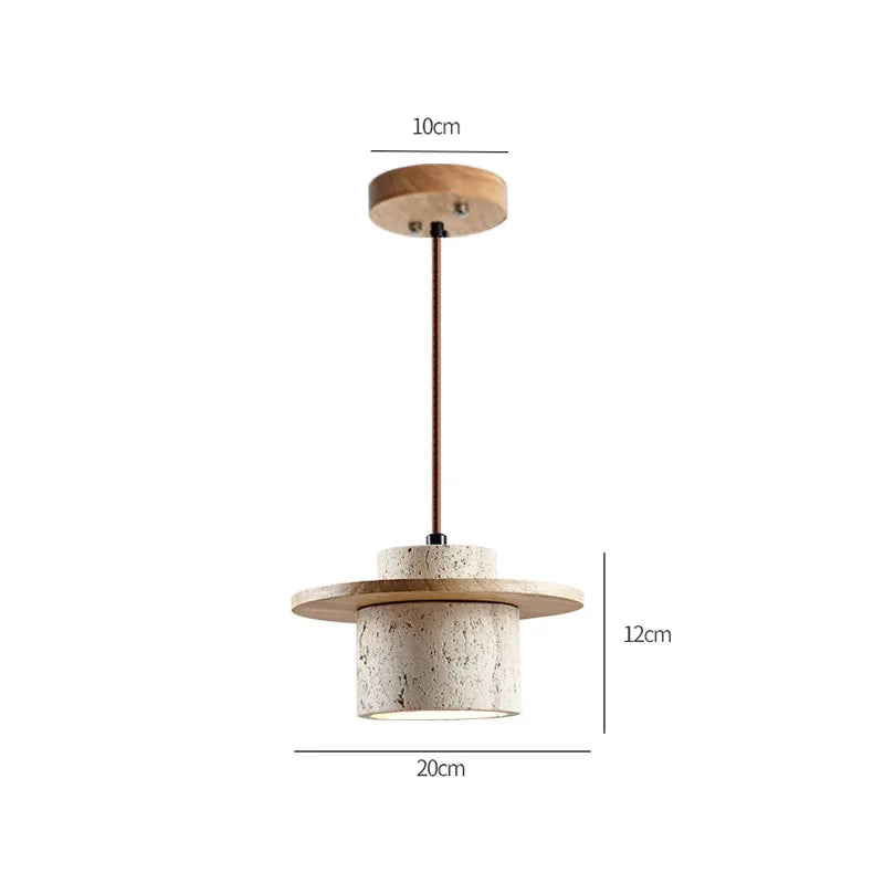 Modern Pendant Lamp with Stone and Wood