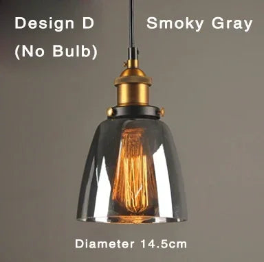 Industrial Glass Pendant Light – Smoked Glass Shade