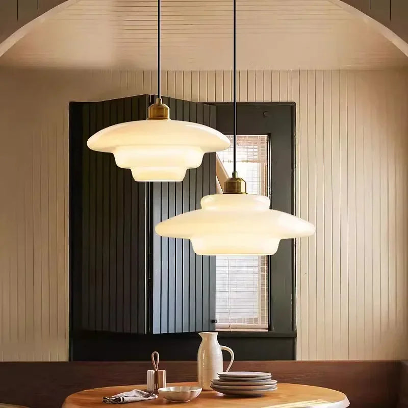 Pendant Ceiling Lamp with Opal White Glass