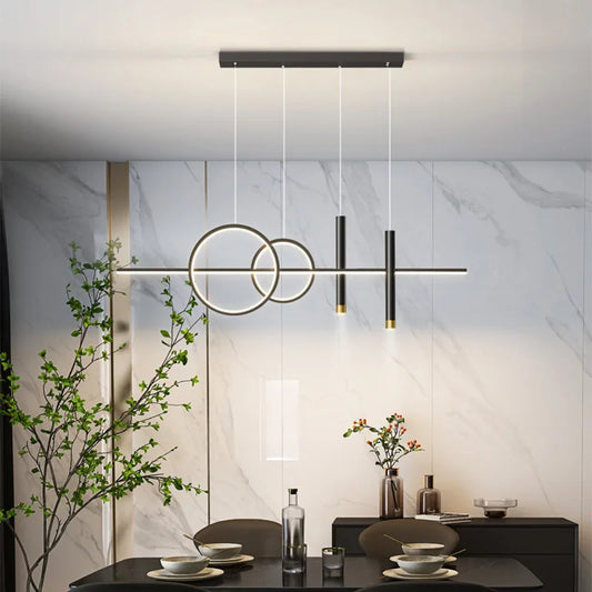 Modern LED Pendant Light – Geometric Design Ceiling Lighting for Living Room and Dining Area