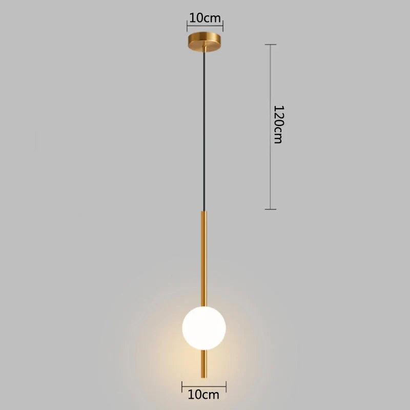 Modern Gold Pendant Light with Globe Shade | Minimalist LED Ceiling Lamp