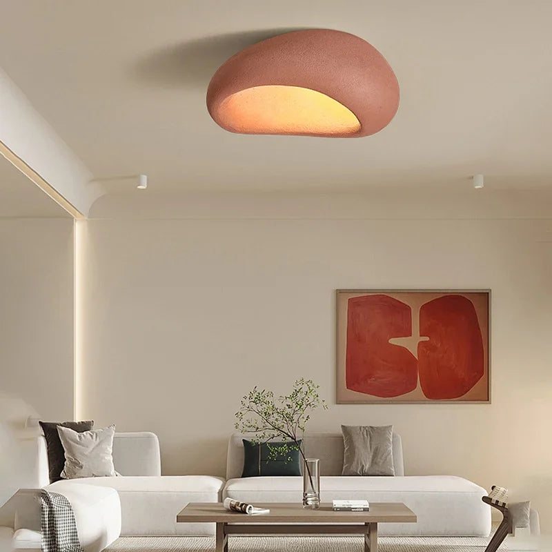 Wabi-Sabi Style LED Ceiling Light – Decorative Flush Mount with Organic Stone Shape