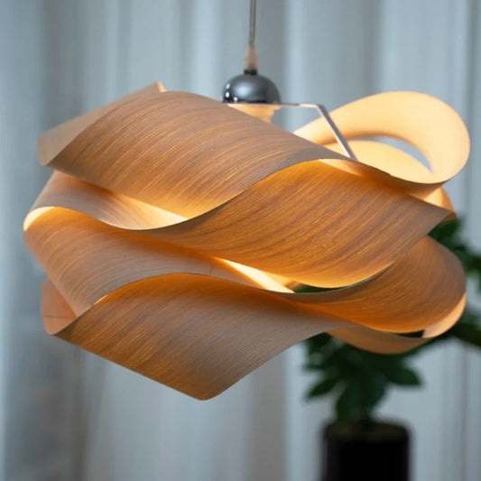 Modern Pendant Light with Curved Wooden Design