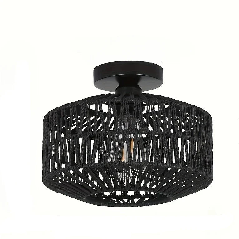 Decorative Ceiling Light with Rope Shade – Shadow Effect Lighting