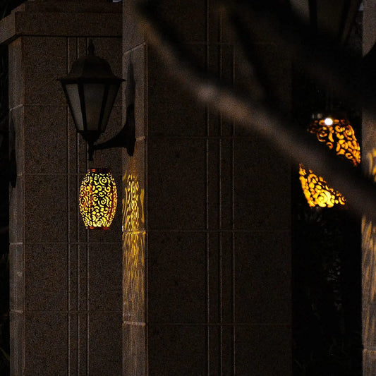 Solar LED Garden Lantern – Decorative Outdoor Lantern with Shadow Pattern Effect