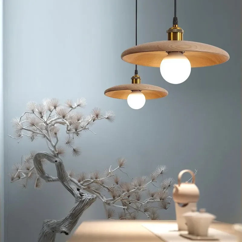Scandinavian Wooden Pendant Light – Minimalist Ceiling Lamp
