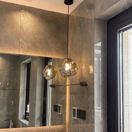 Modern Pendant Light with Irregular Glass Shade
