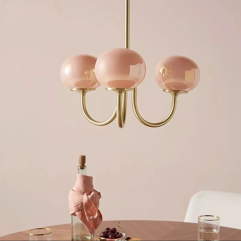 Glamour Chandelier with Glass Shades and Metal Frame – Elegant Ceiling Light