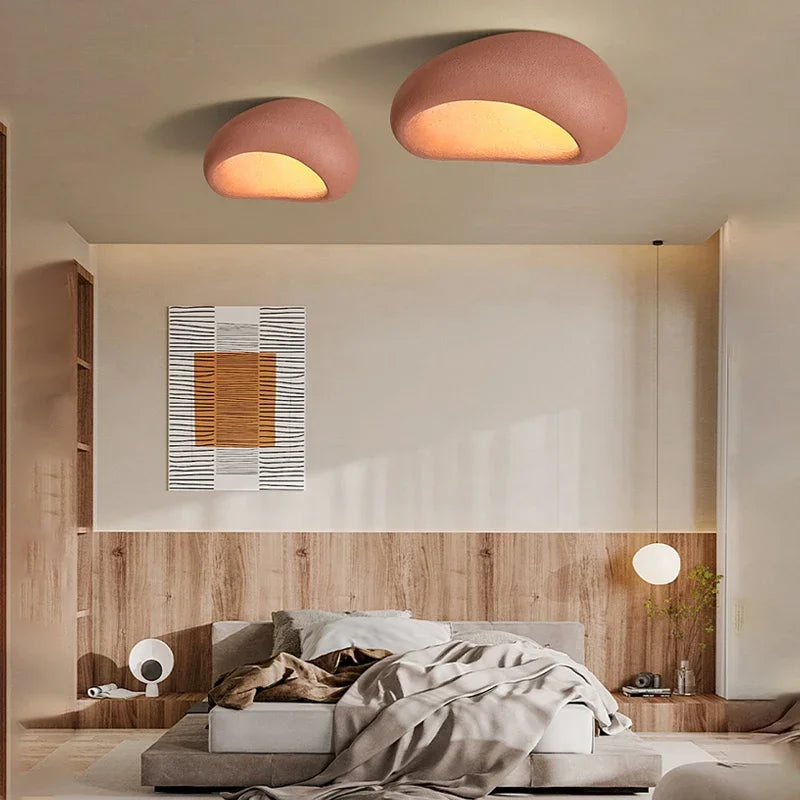 Wabi-Sabi Style LED Ceiling Light – Decorative Flush Mount with Organic Stone Shape