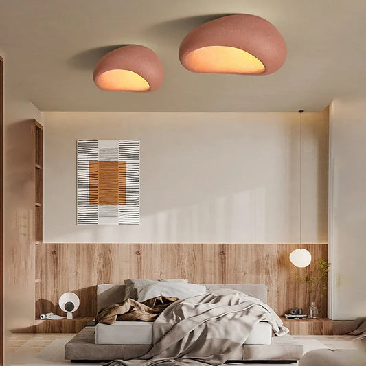 Wabi-Sabi Style LED Ceiling Light – Decorative Flush Mount with Organic Stone Shape