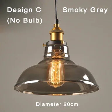 Industrial Glass Pendant Light – Smoked Glass Shade