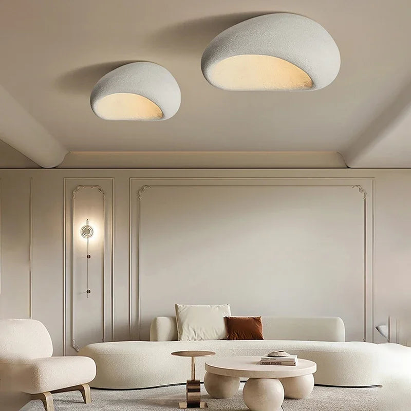 Wabi-Sabi Style LED Ceiling Light – Decorative Flush Mount with Organic Stone Shape