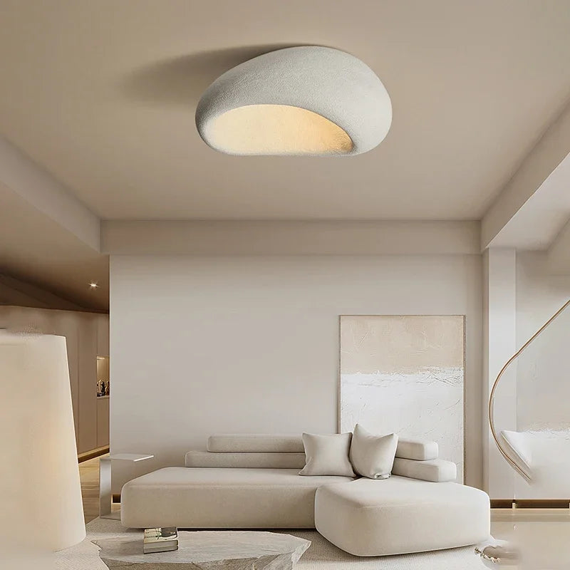 Wabi-Sabi Style LED Ceiling Light – Decorative Flush Mount with Organic Stone Shape