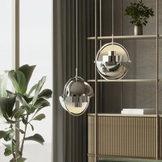 Designer Pendant Light with Metal Shade and Decorative Ring