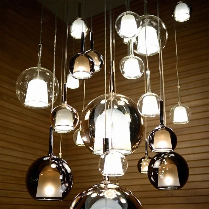 Modern Pendant Light with Glass Shades – Smoked Glass Cluster Ceiling Lamp
